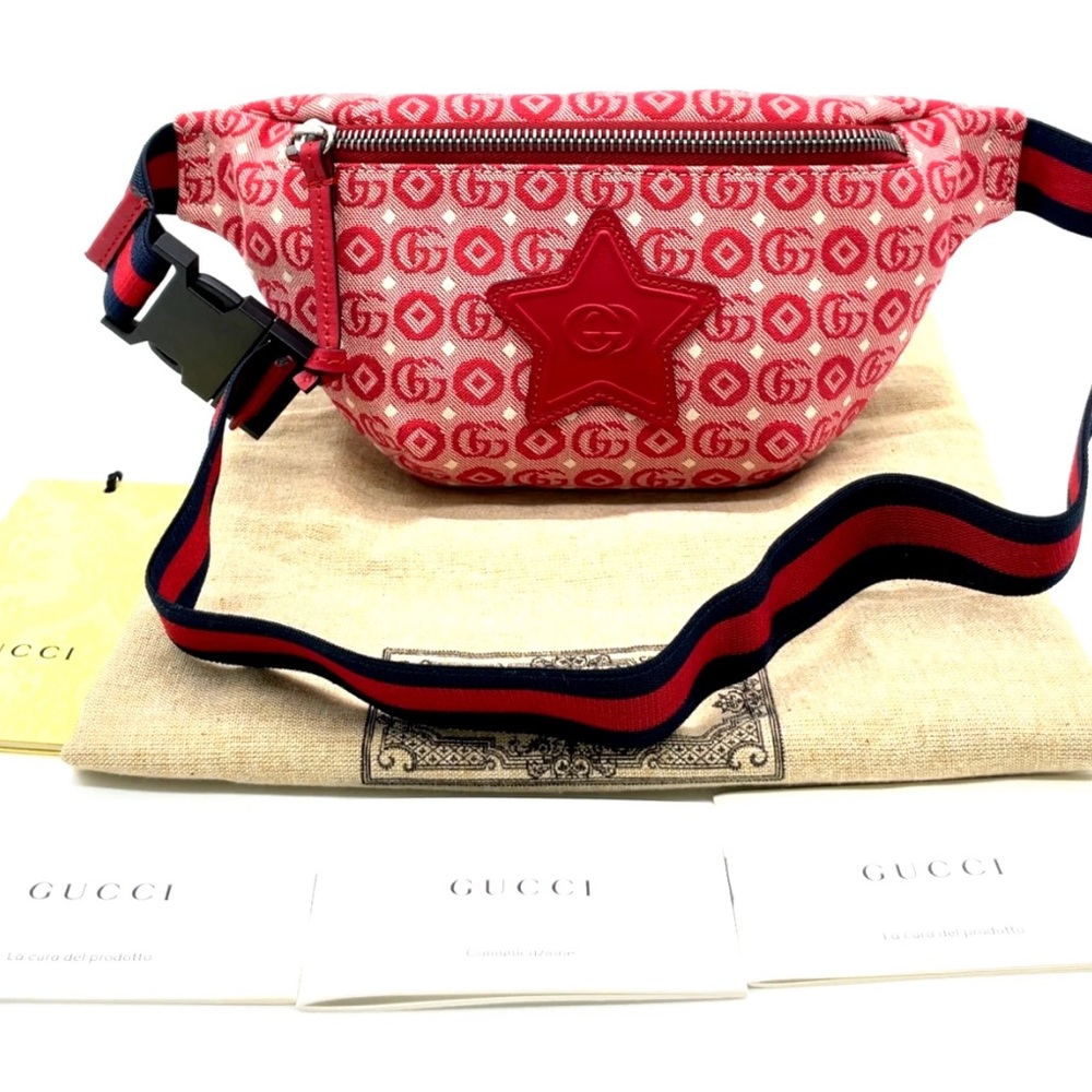 NEW Gucci monogram GG AUTHENTIC Red Belt Bag BUM WAIST WITH TAGS AND DUSTBAG
